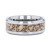 Petra tungsten ring with dinosaur bone inlay, flat lay