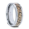 Petra tungsten ring with dinosaur bone inlay, side view