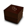 Meroe dark wood ring box with engraved double heart symbol