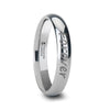 Antioch tungsten ring with handwriting engraving, slim width side view