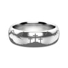 Miletus tungsten ring with engraved mountain range, white background view