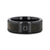 Nineveh black ceramic ring with deer antler inlay, flat lay
