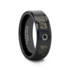 Nineveh black ceramic ring with deer antler inlay, side view