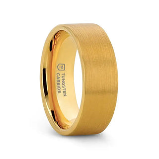 Ithaca Gold-Plated Brushed Pipe Cut Tungsten Wedding Ring - 4mm, 6mm & 8mm - 3.00 / 4mm / Gold