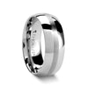 GALIDO Domed Polished Tungsten Wedding Band with Brushed Stripe Center 4mm - 12mm