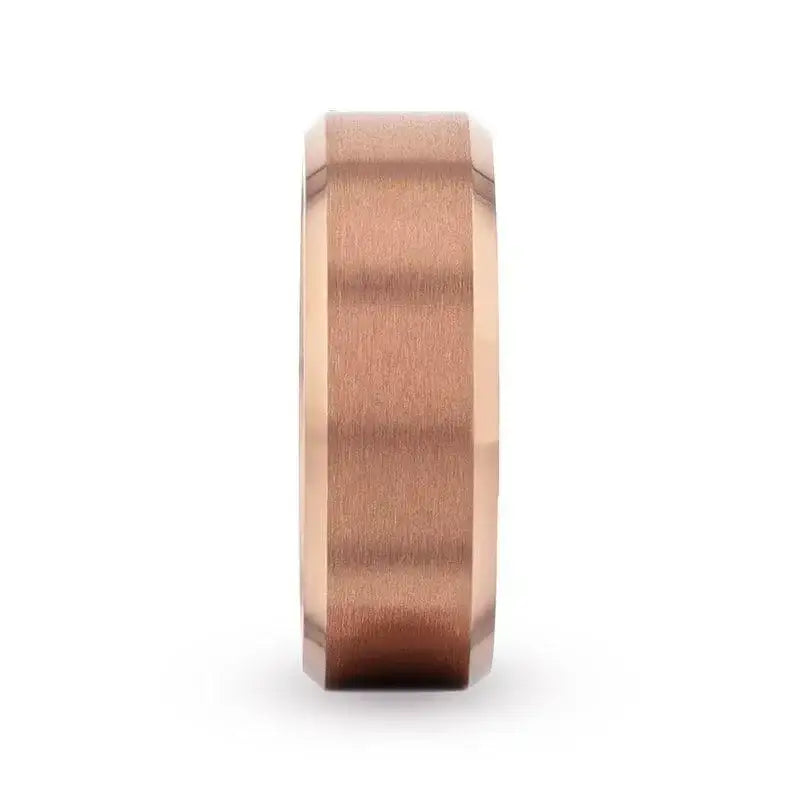 Endymion rose gold titanium ring, front view