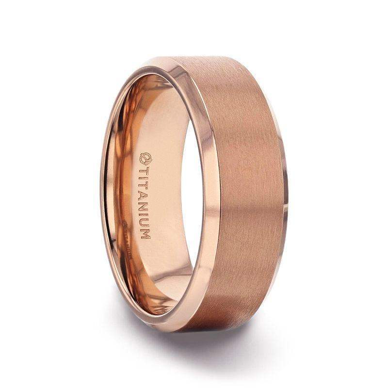 Endymion rose gold titanium ring, side view