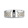 LARK Tungsten Ring With White Carbon Fiber And White Diamond Setting - 8mm