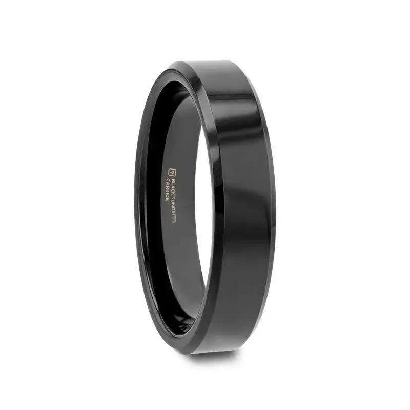 Sidon black tungsten ring, 4mm side view