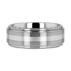Thessaly tungsten ring with brushed stripe, flat lay