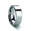 Palmyra flat polished tungsten ring, angled view