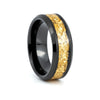 Atum black tungsten ring with gold foil inlay, front view