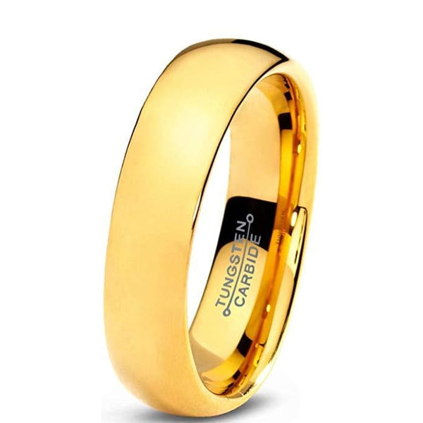 18K Yellow Gold IP Tungsten Wedding Band For Women Domed Polished Comf– The  Artisan Rings