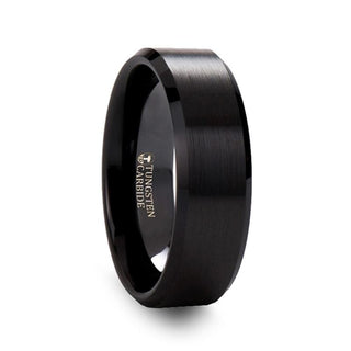 ABBEY Classic Black Tungsten Ring w/ Polished Edges and Brushed Center 4mm-10mm - 4mm / 5 / Black
