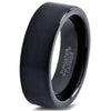 Abby Black Brushed flat Band Tungsten Wedding Ring - 7mm