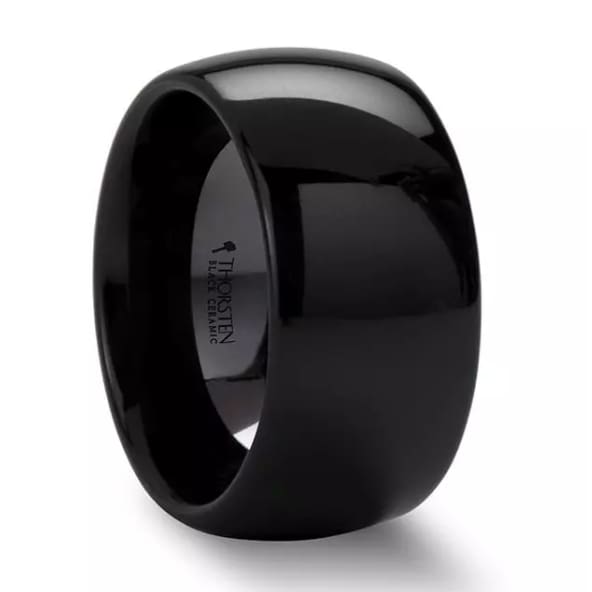 ACTEON Black Domed Highly Polished Hi-tech Ceramic Wedding Band - 4mm - 12mm