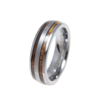 Andie Tungsten Wedding Band Hawaiian Koa Wood Inlay Comfort Fit - 6mm - 6 / Tungsten