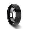 ARIUS Black Tungsten Wedding Band with Raised Hammer Finish Step Edges 6mm - 8mm