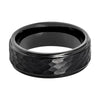 Black Hammered Stepped Edges Tungsten Carbide Ring For Men 8mm