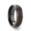 Black Titanium Ring Rose Gold Plated Edge And Sapphire Settings All Around
