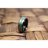Black Tungsten Carbide Ring with Brushed Silver Center and Green Groove - 8mm