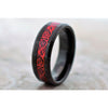Black Tungsten Carbide Ring With Red Celtic Dragon Design Pattern 6mm & 8mm