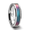 Blue Purple Tungsten Wedding Ring Color Changing Inlay Polished Finish 4mm-10mm