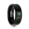 BONO Ceramic Ring With Black And Green Carbon Fiber Emerald Setting - 8mm