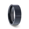 BOULDER Black Titanium Ring with 6 Sets of Quadruple Sapphires In Horizontal Channels - 8mm