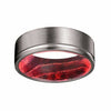 CAIRO Pipe Cut Men’s Grooved Tungsten Ring with Black Red Elder Wood Sleeve 8mm