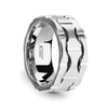 CALVUS Men’s Extra Wide Tungsten Carbide Wedding Band With Moon Grooves - 10mm