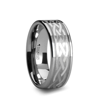 CAMEO Pipe Cut Dual Offset Grooved Tungsten Ring Celtic Pattern 8mm & 10mm - 8mm / 6 / Tungsten