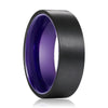 Canyon Dark Purple Plated Flat Black Brushed Tungsten Carbide Ring - 6mm & 8mm