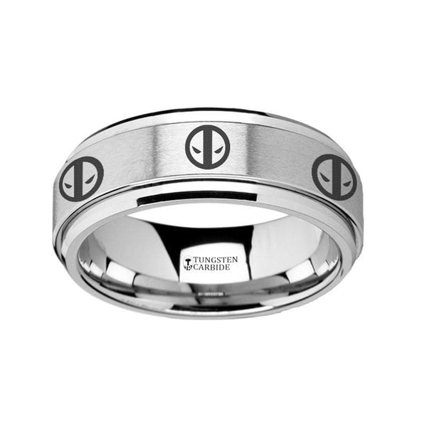 CARTER Engraved Deadpool Mercenary Symbol Tungsten Spinner Ring - 8mm ...