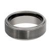 Classic Tungsten Wedding Band For Men Stepped Edges Brushed Center 8mm