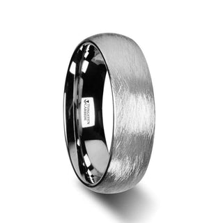 COCO Domed Tungsten Carbide Ring With Wire Brushed Finish Style 6mm & 8mm - 6mm / 4 / Tungsten