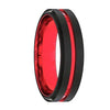 Colton Men’s Black And Red Grooved Tungsten Wedding Band 6mm & 8mm