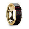 Columbus 14k Yellow Gold Wedding Band with Black & Red Carbon Fiber Inlay 8mm