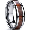 Concord Beveled Hawaiian Koa Wood Inlaid Tungsten Carbide Ring For Him - 8mm