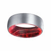 DALLAS Domed Men’s Tungsten Ring with Black/Red Box Elder Wood Sleeve 8mm