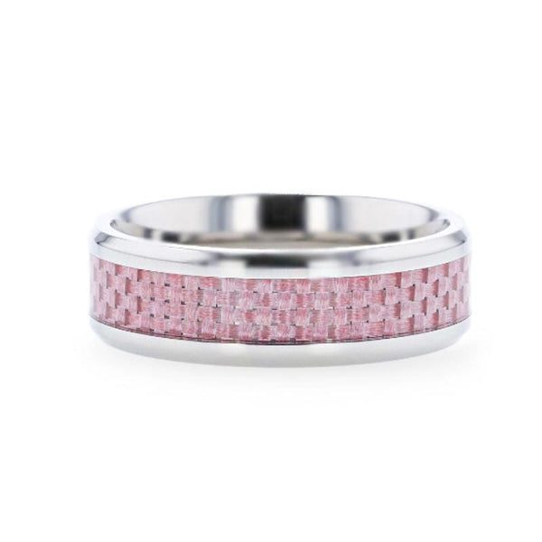 DALTON Pink Carbon Fiber Inlaid Titanium Men's Wedding Ring