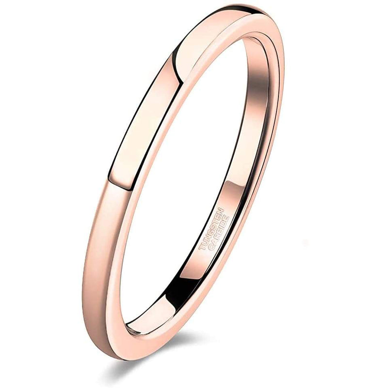 DORIAN Domed Rose Gold Inlaid Tungsten Wedding Band Ring for Women - 2mm