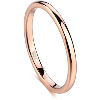 DORIAN Domed Rose Gold Inlaid Tungsten Wedding Band Ring for Women - 2mm - 4 / Tungsten