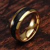 Ferguson Domed Yellow Gold Plated Tungsten Ring Black Sandstone Inlay- 8mm