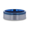 Grooved Tungsten Carbide Men’s Wedding Band With Blue Ion Plating Inside - 8mm