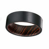 HOLT Men’s Flat Black Tungsten Carbide Ring with Wenge Wood Sleeve 8mm