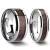 ICHIRU Black Tungsten Wedding Band Set With Walnut Wood Inlaid - 4mm - 12mm