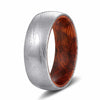 JACOP Men’s Domed Damascus Steel Ring with Snake Wood Sleeve - 8mm