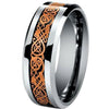 Kai Exquisite Tungsten Carbide Wedding Ring W/ Rose Gold Celtic Dragon Inlay - 8mm