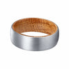 KANELO Rounded Men’s Tungsten Carbide Ring Brushed w/ Whiskey Barrel Sleeve 8mm
